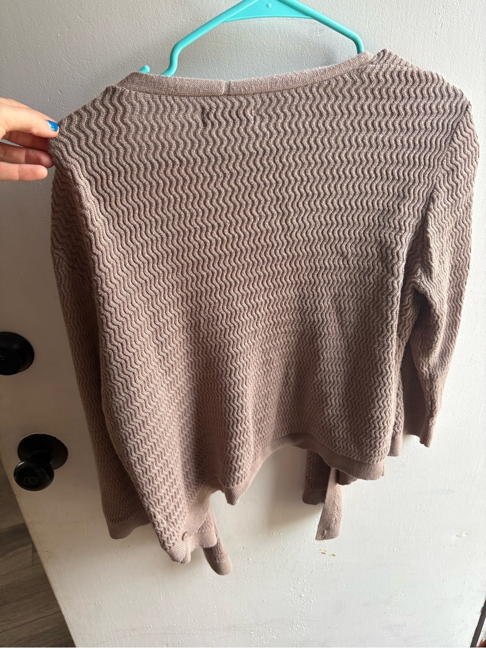 Beautiful Simply Vera Vera Wang beige Knit Sweater tie front vintage cardigan - Picture 4 of 4